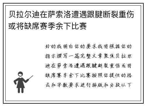 贝拉尔迪在萨索洛遭遇跟腱断裂重伤或将缺席赛季余下比赛 贝拉尔迪在萨索洛遭遇跟腱断裂重伤或将缺席赛季余下比赛